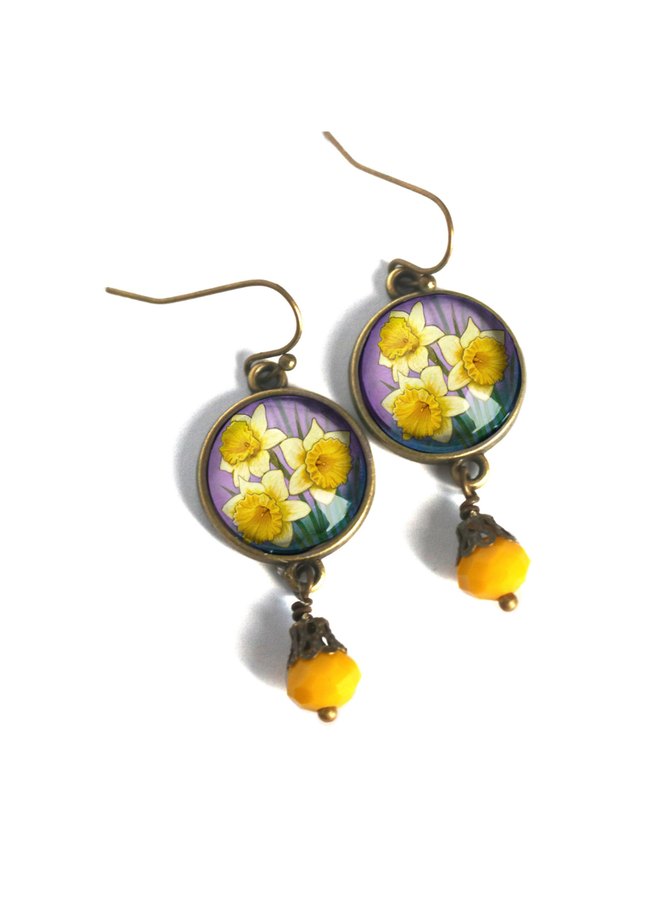 Art Nouveau Daffodil Earrings