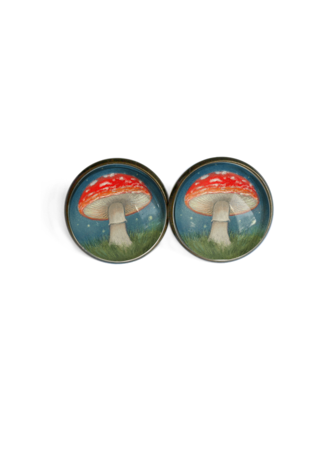 Moonlit Mushroom Stud Earrings