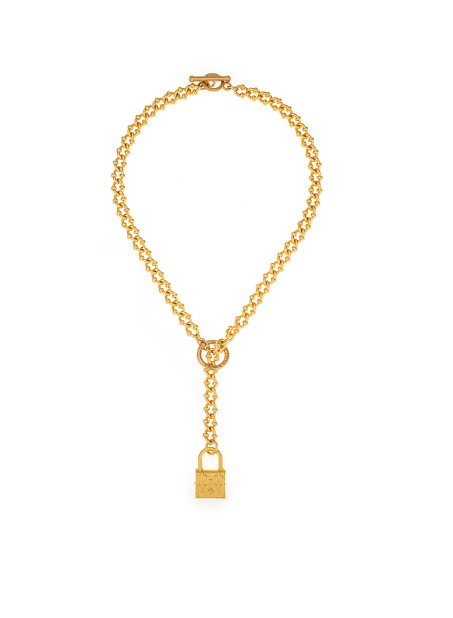 French Kande 24K Gold Clad Rennes With FK Lock Necklace