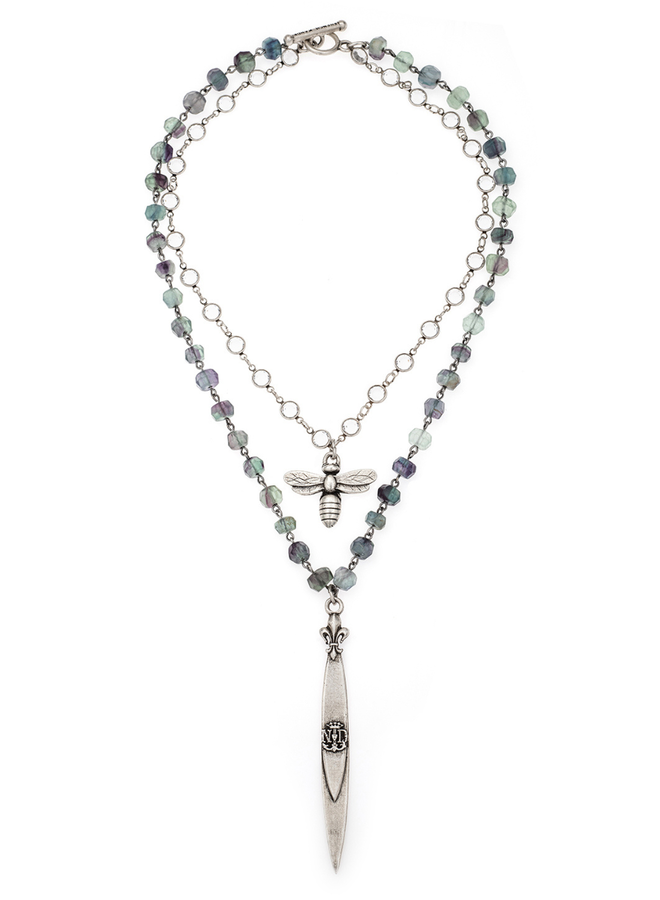 French Kande Azure II Mix  Pointu Pendant Necklace