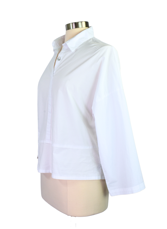 Gerties Half Placket Top In Chalk