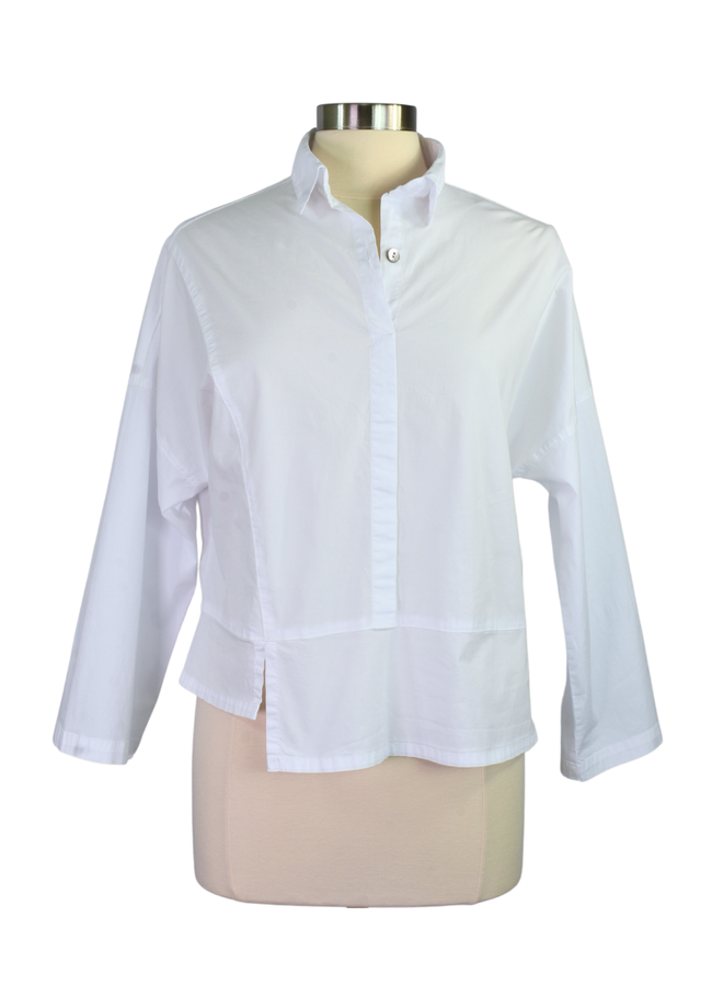 Gerties Half Placket Top In Chalk