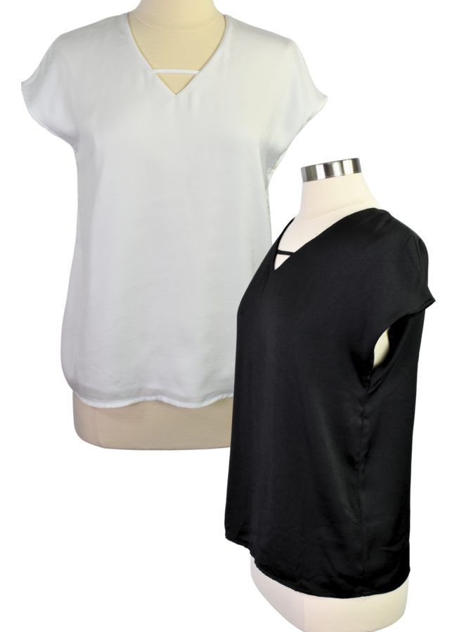 Renuar Soft Double Front Top in Black and White