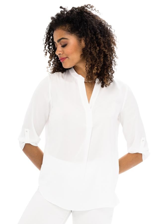 Renuar V-Neck Blouse In Cream