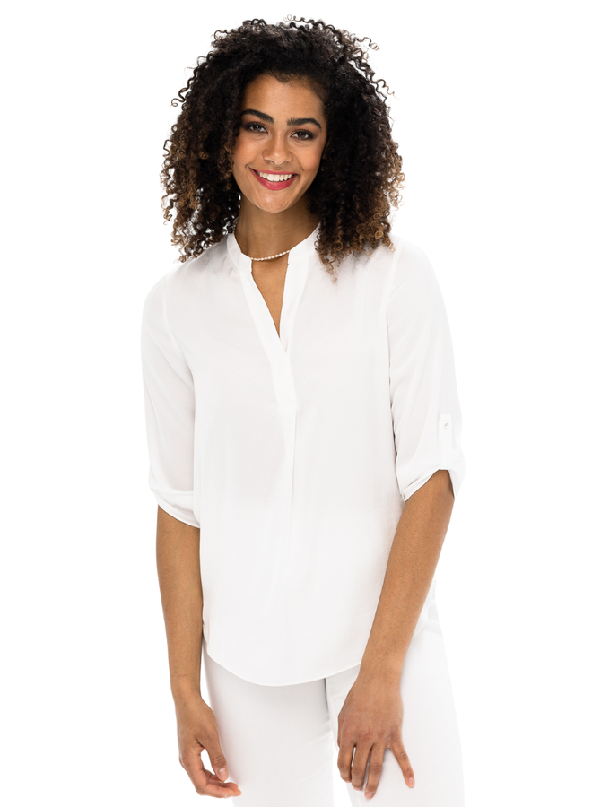 Renuar V-Neck Blouse In Cream