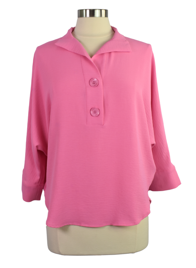 Renuar On Demand Blouse In Hyper Pink