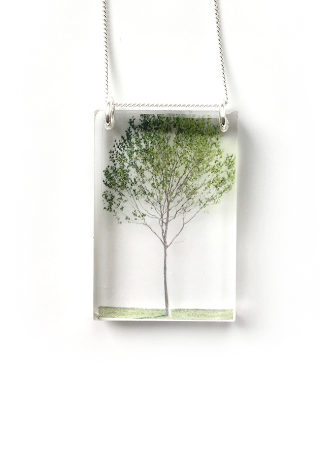 Tall Green Tree Necklace