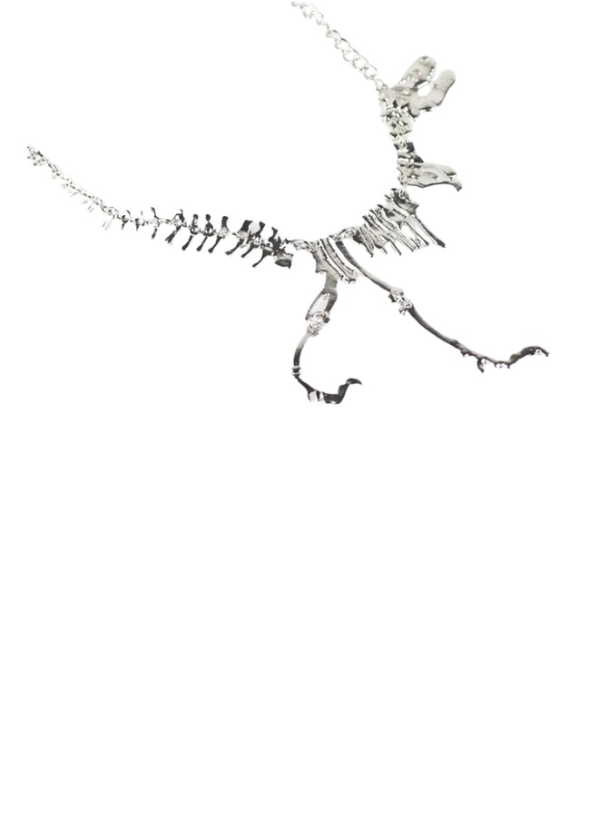 Silver Dinosaur T-Rex Skeleton Necklace