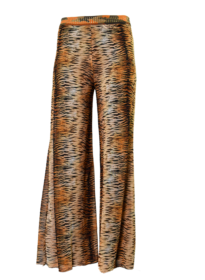 Petit Pois Lined Boot Leg Pants In Wild Print