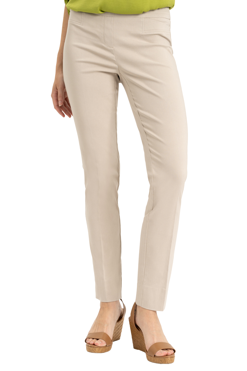 cigarette pants beige Renuar Renuar Extra Long Cigarette Ankle Pant In Sand