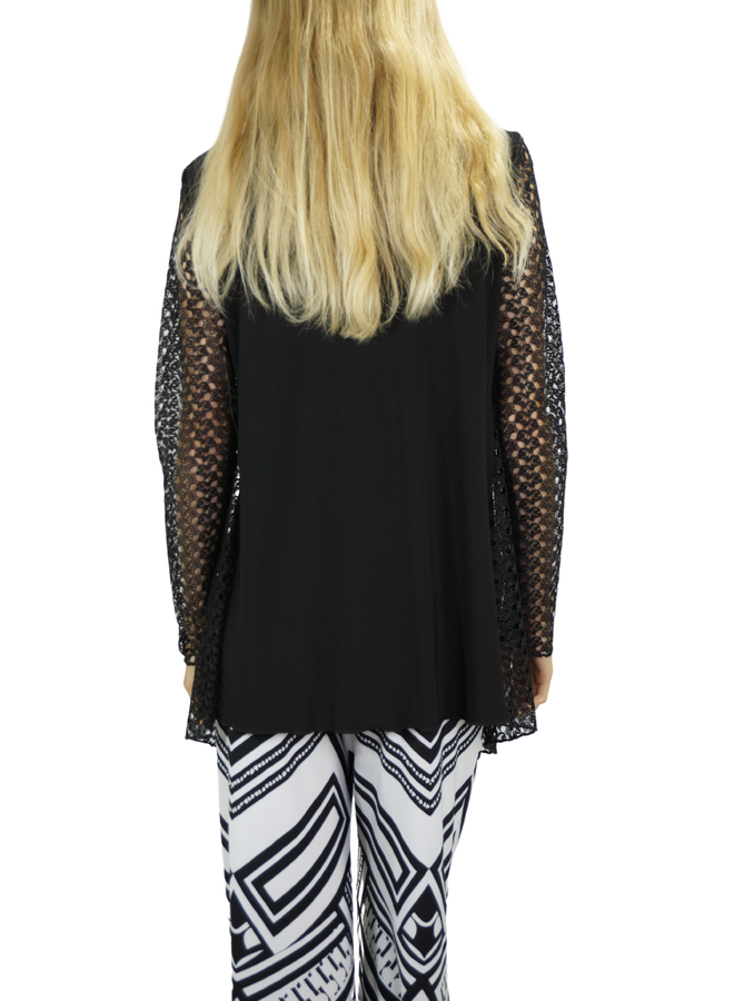 Crepe And Lace Jacket In Black
