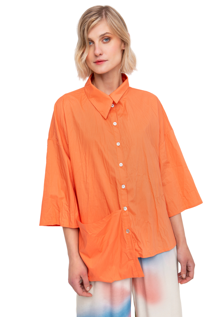 Ozai Trickster Crinkle Shirt In Peach - Shady And Katie