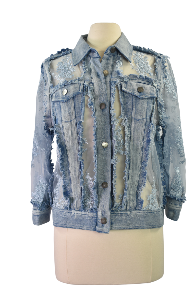 Lady Vintage Denim Jacket Lace Trimmed.Boho Chic .Very Feminine Design.Size  S. | eBay