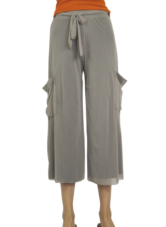 Petit Pois Cropped Wide Leg Pant in Khaki