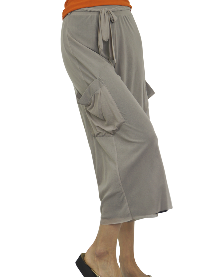 Petit Pois Cropped Wide Leg Pant in Khaki