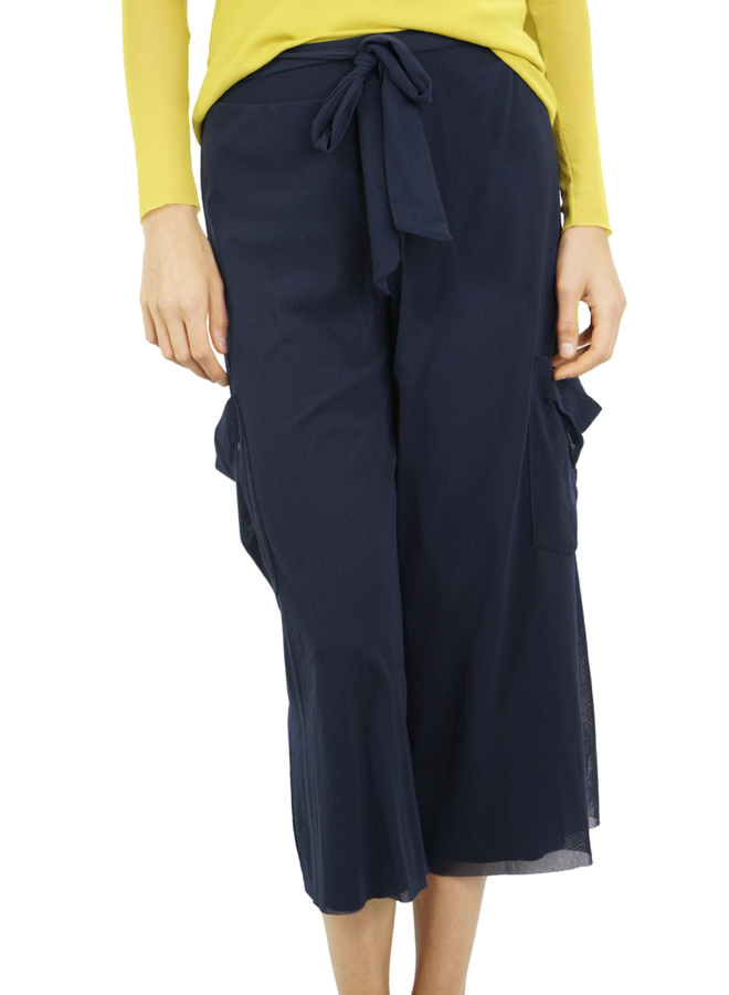 Petit Pois Cropped Wide Leg Pant In Navy