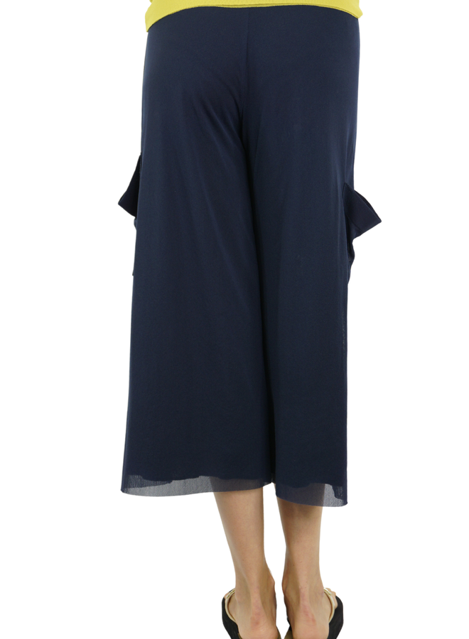 Petit Pois Cropped Wide Leg Pant In Navy