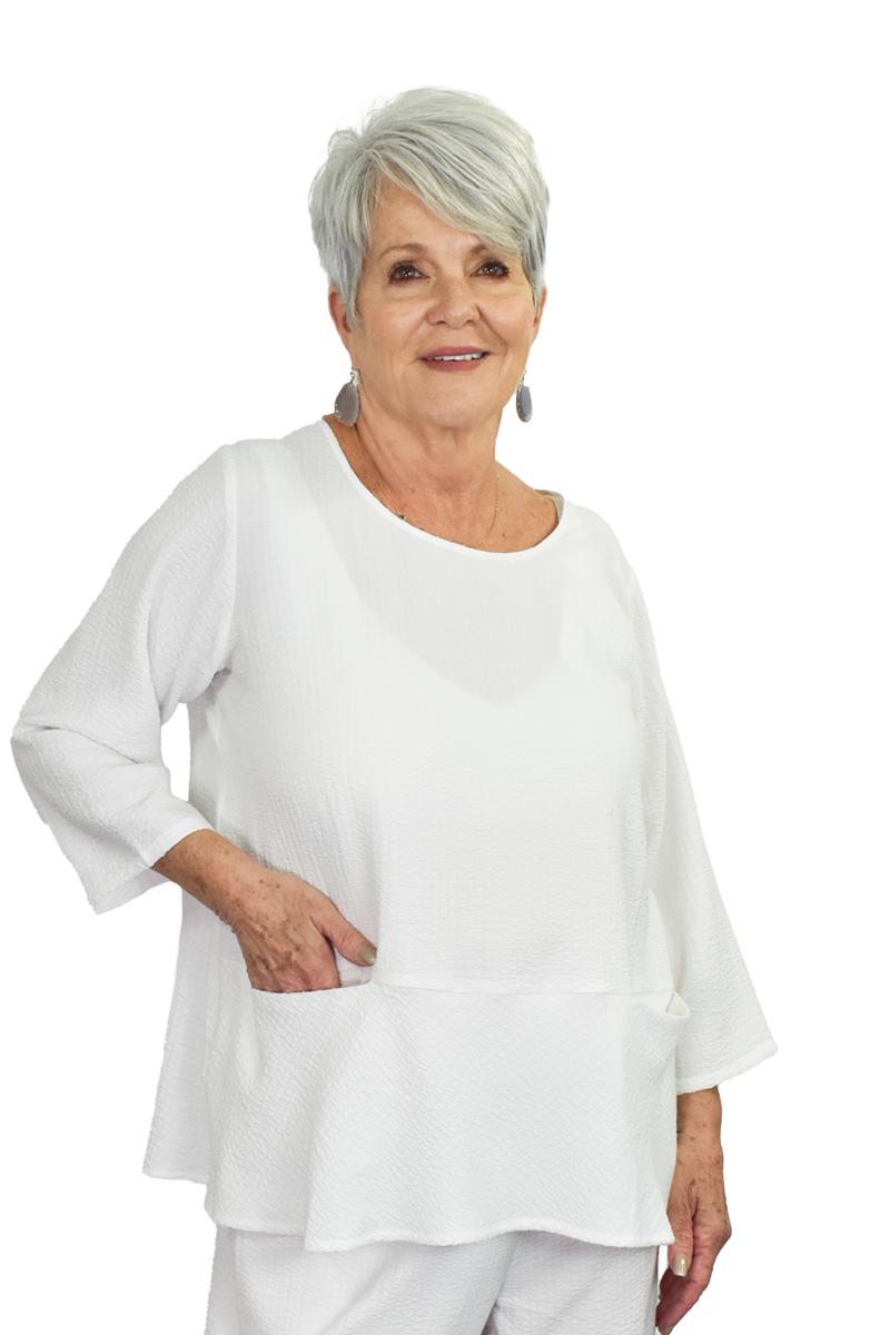 Pebble Swing Top In White Shady And Katie