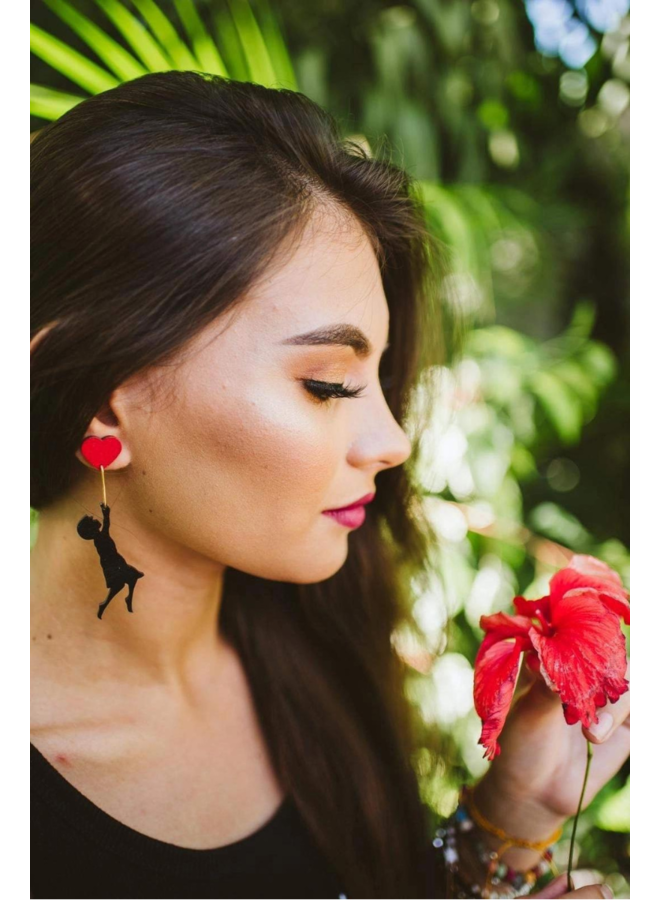 Girl And Her Heart Balloon Earrings