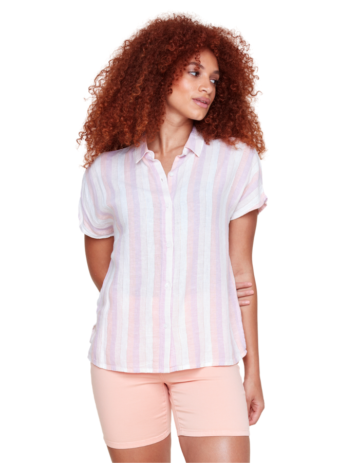 Ozai Trickster Crinkle Shirt In Peach - Shady And Katie - Shady