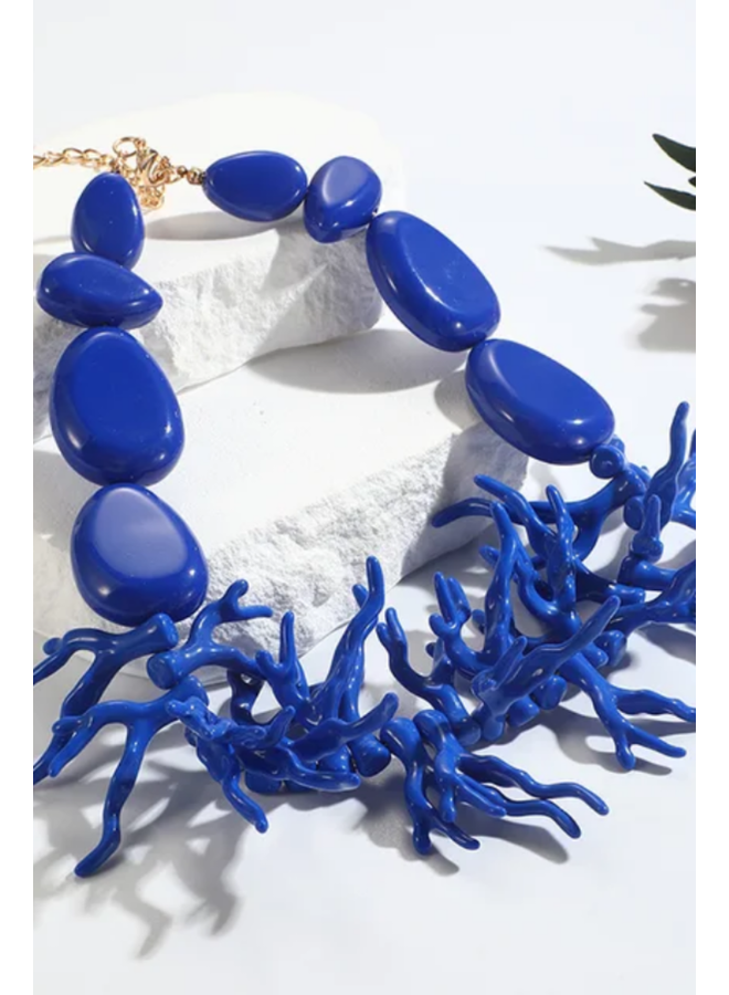 Faux Coral Necklace in Blue