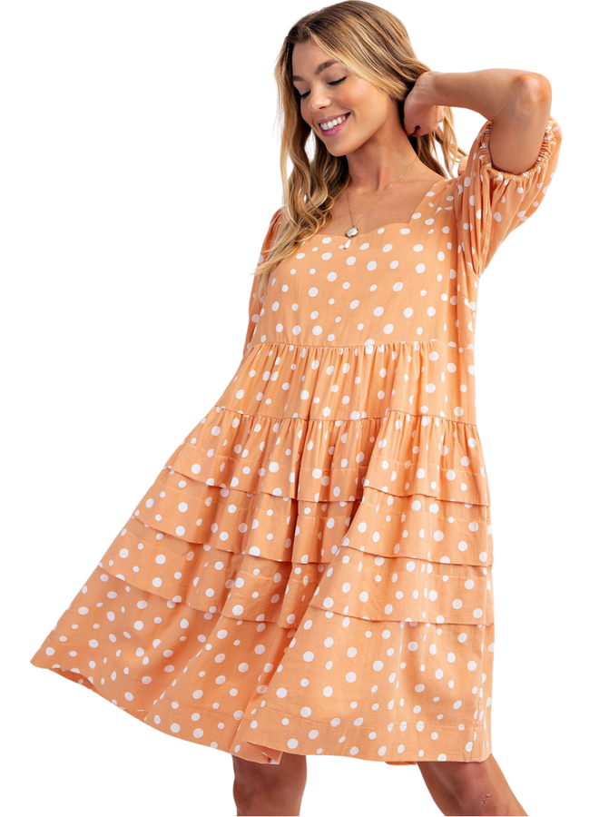 Apricot Dot Dress