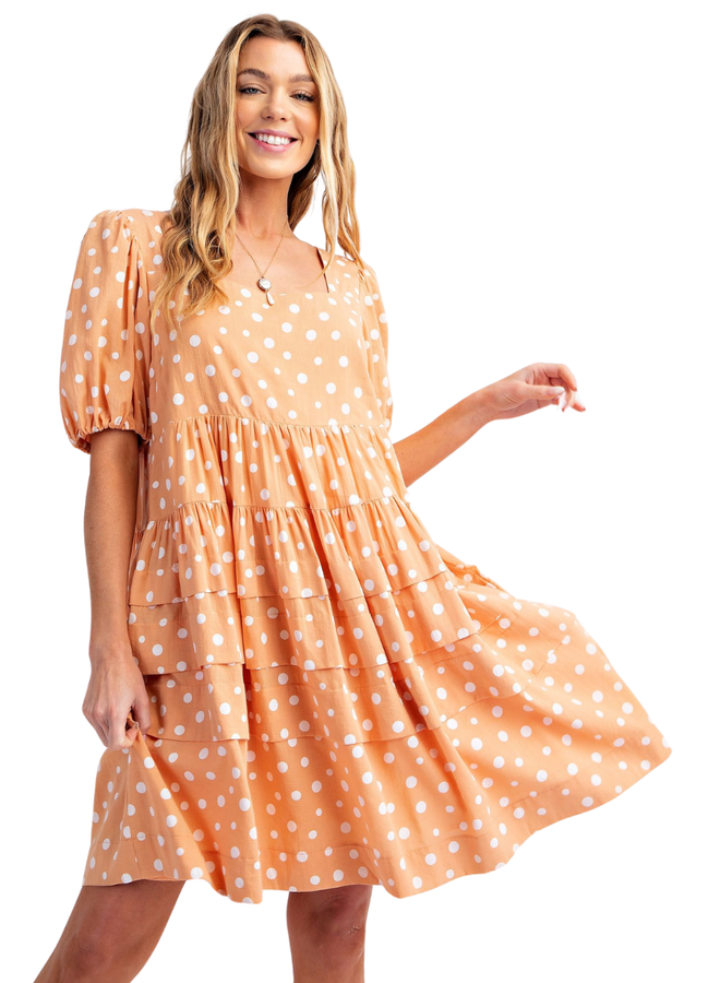 Apricot Dot Dress