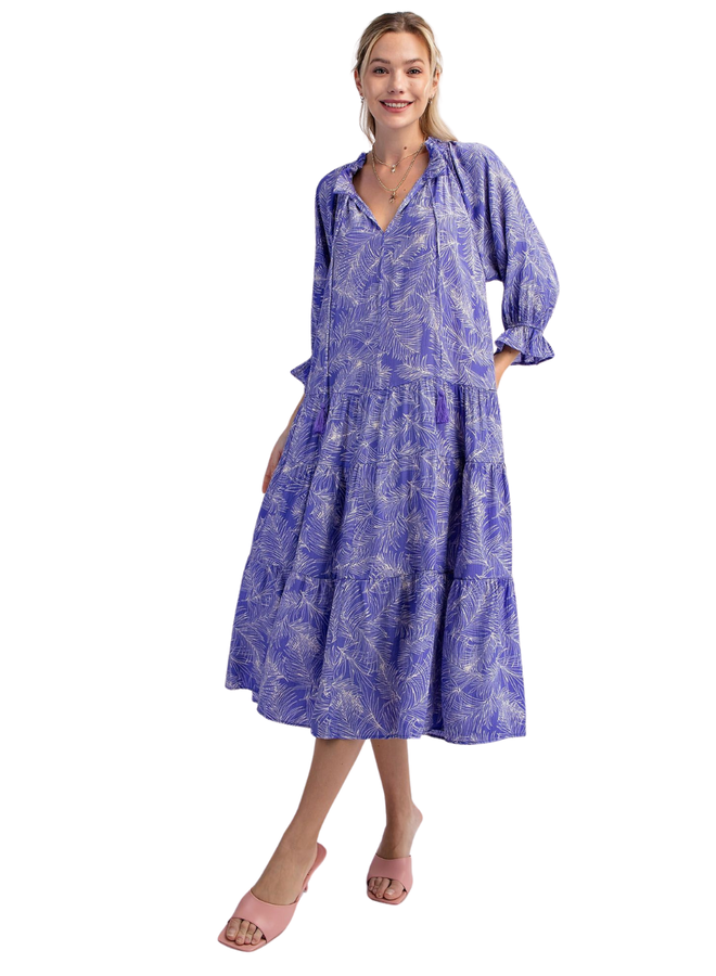 Leaf Maxi In Lilac Blue Dress