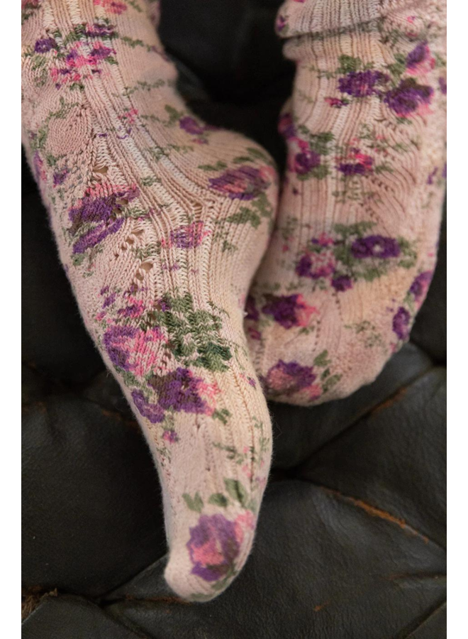 Magnolia Pearl Floral OTK Socks in Blush Roses