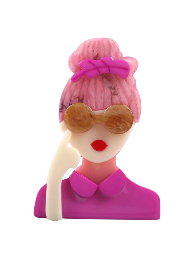 Lady With The Pink Hair Brooch