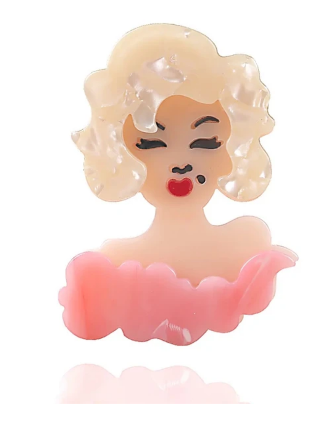 Glam Marilyn Brooch In Pink