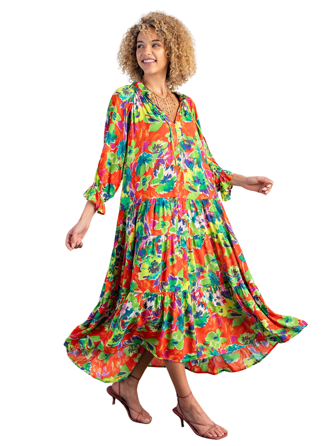 Tropical Tiered Maxi Dress