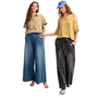 Wash Denim Wide Leg Pants