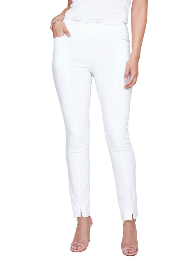 Renuar Pull-On Front Seam Pant in White