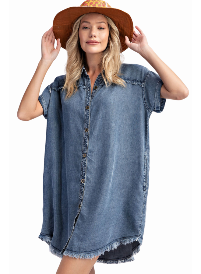 Washed Denim Shirt Dress