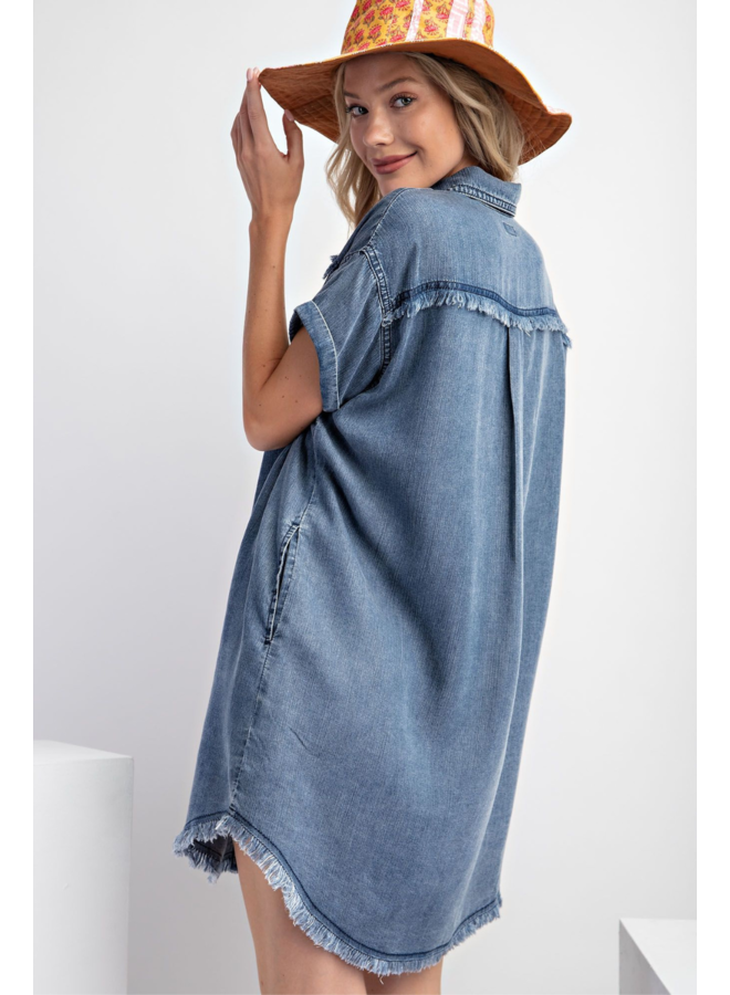 Washed Denim Shirt Dress