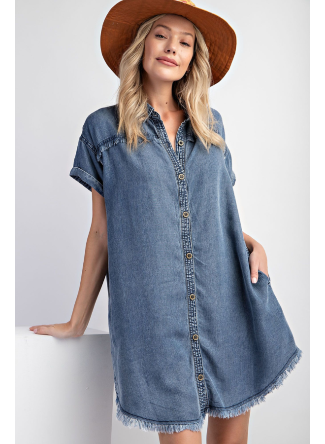 Washed Denim Shirt Dress