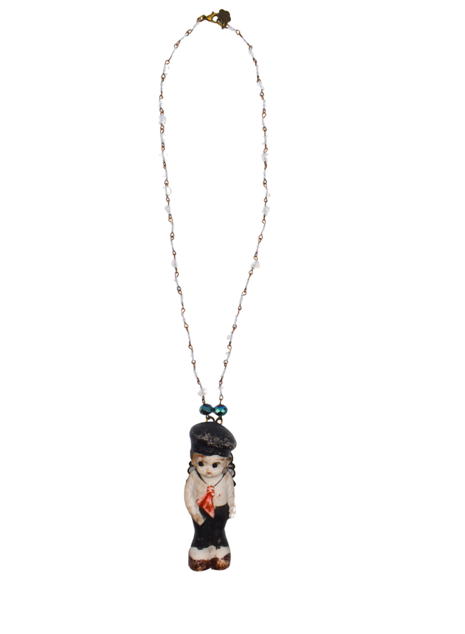 Vintage Bisque Sailor Boy Necklace