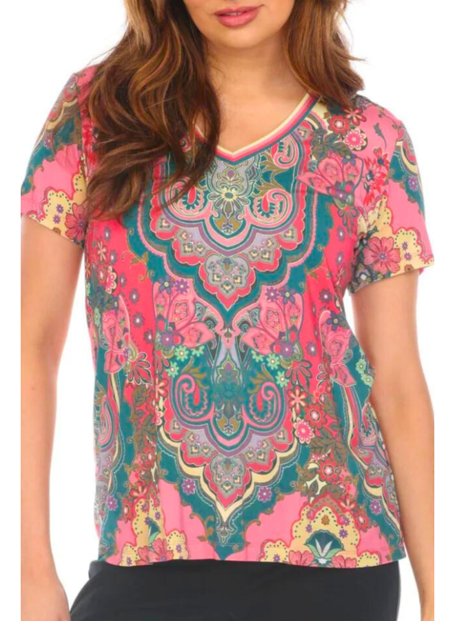 Johnny Was Janie Favorite V-Neck Tee in Paisley