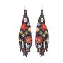 Black Floral Beaded Earrings