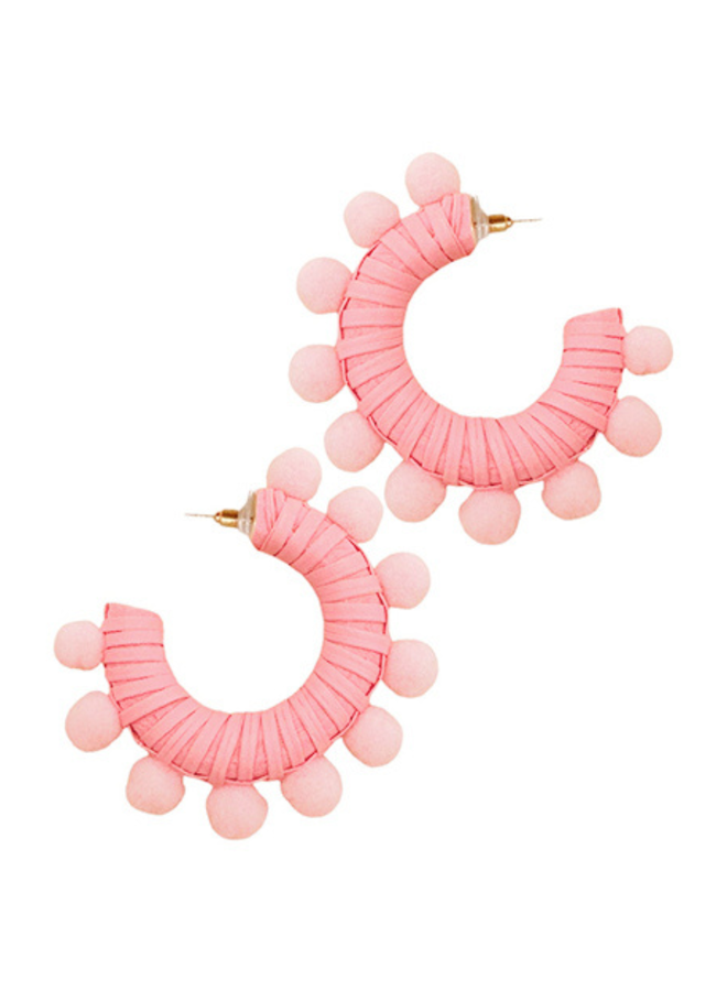 Pom Pom Semi-Hoop Earrings