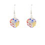 Clear Dice With Color Dots Earrings