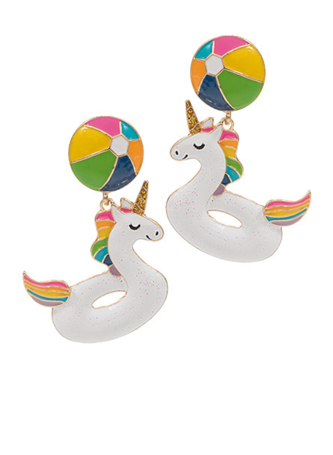 Pool Toy Unicorn Earrings