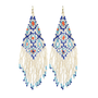 Fringe Beaded Earrings In Blues