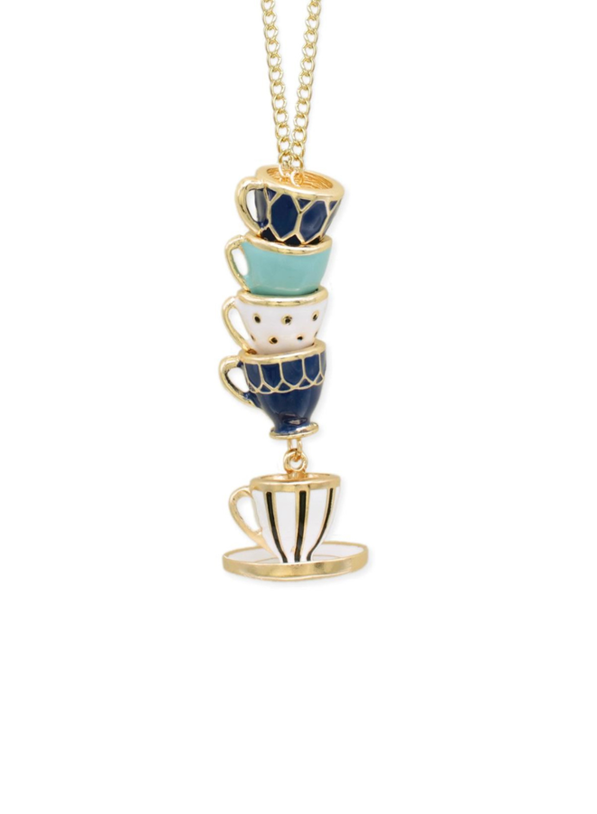 Mad Hatter Blue Teacup Necklace