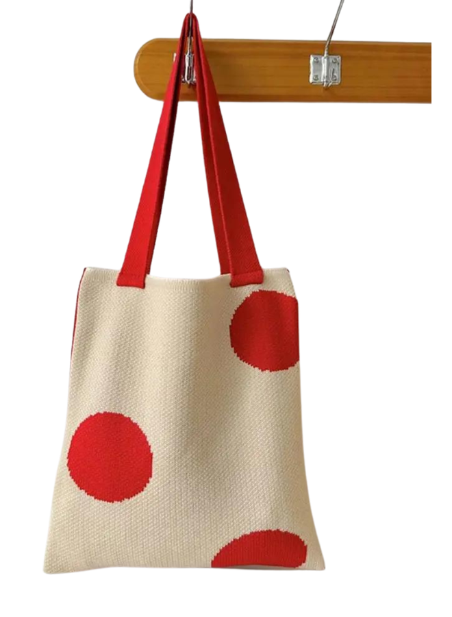 Knit Polka Dot Tote Bag