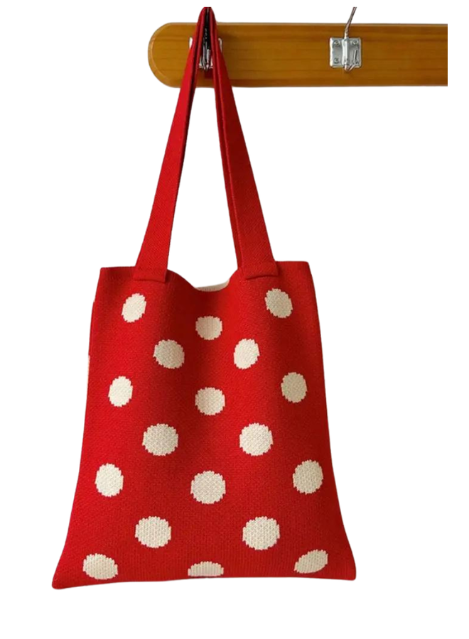 Knit Polka Dot Tote Bag