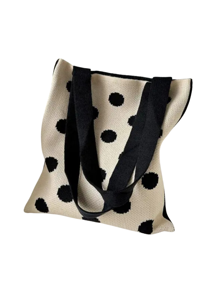 Knit Polka Dot Tote Bag