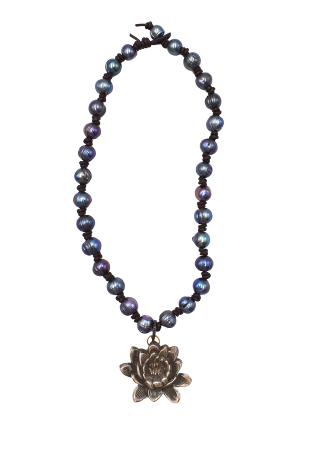 Erin Knight Blue Pearl Flower Necklace