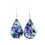 Acrylic Teardrop Blue Floral Earrings